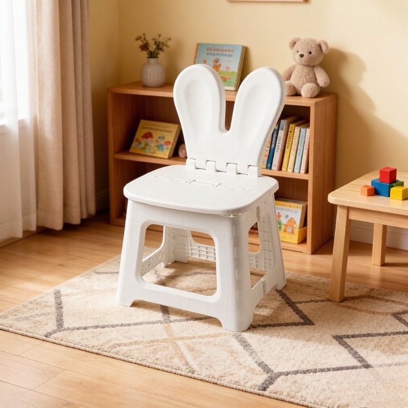 Kids Outdoor Chair Plastic - Silla plegable con dibujos de conejos,