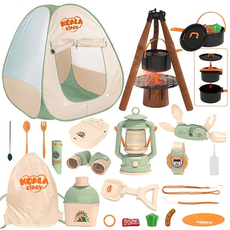 Kids Outdoor Teepee - Juego de juguetes para acampar para