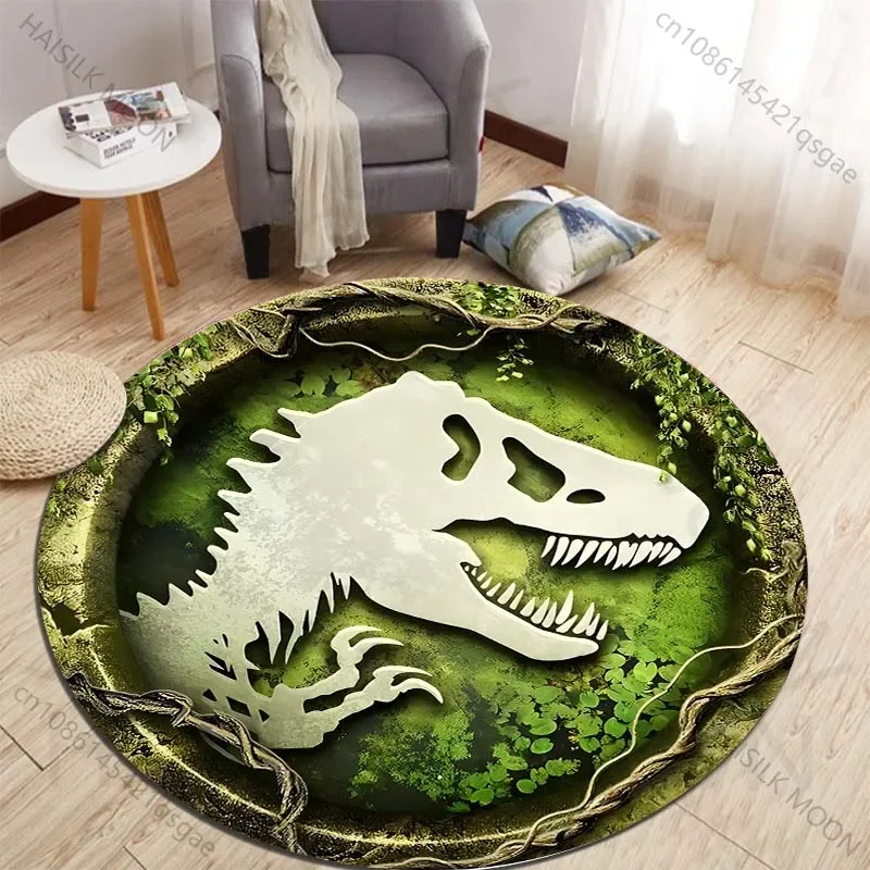 Kids Outdoor Area - Alfombras redondas con estampado de dinosaurio