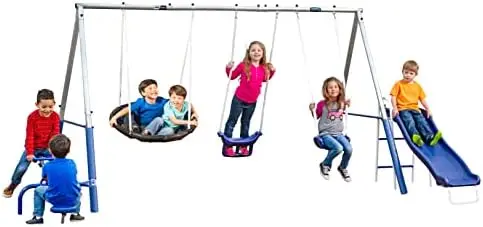 Kids Outdoor Swing Set With Slide - Free N Swing - Columpio para