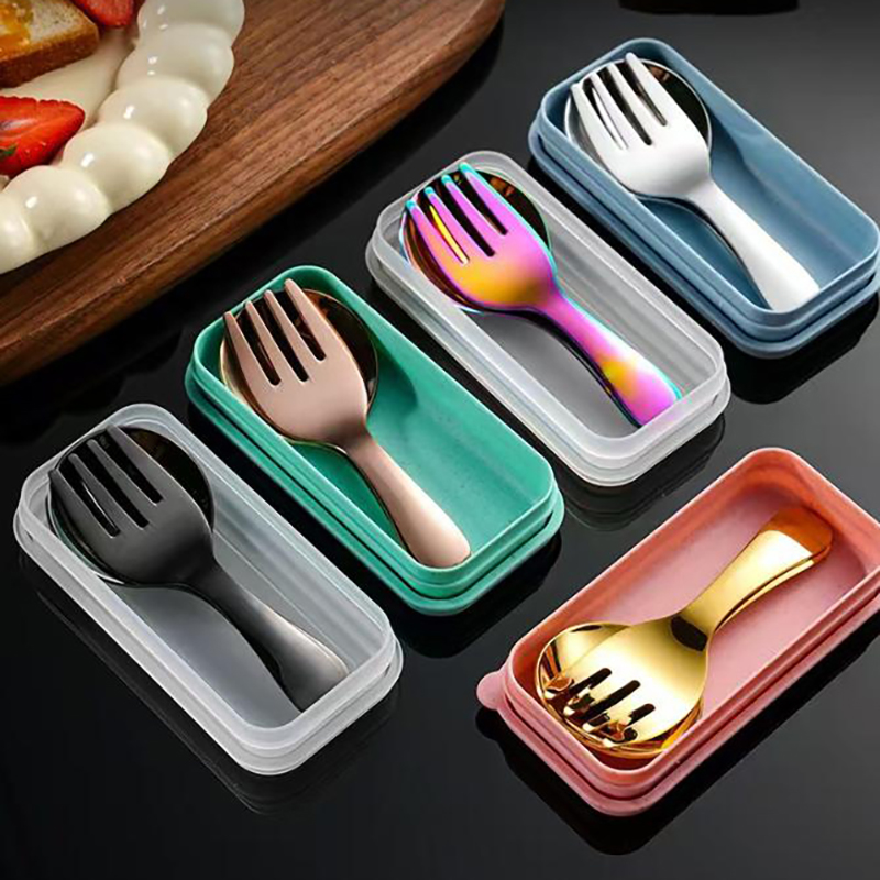 Kids.Outdoor Utensils - Juego de utensilios portátiles de acero