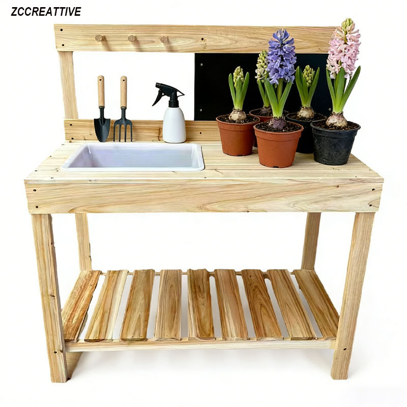 Kids Outdoor Bench Table - ZCCREATTIVE Bancos de Jardinería de Madera