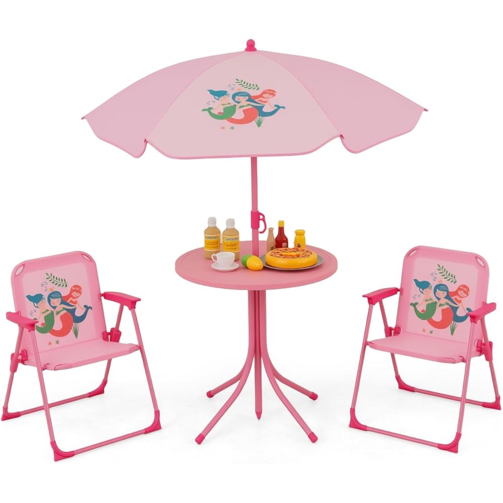 Kids Outdoor Table And Chairs With Umbrella - Mesa de Picnic para Niños, Mesa