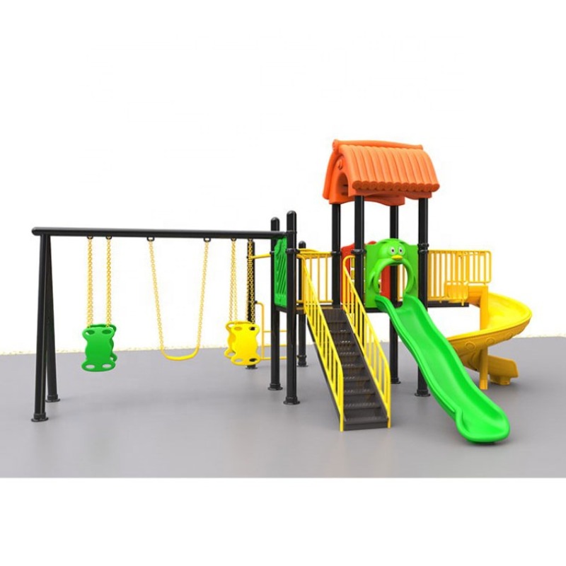 Kids Outdoor Swing Set With Slide - Juego de columpio y tobogán para