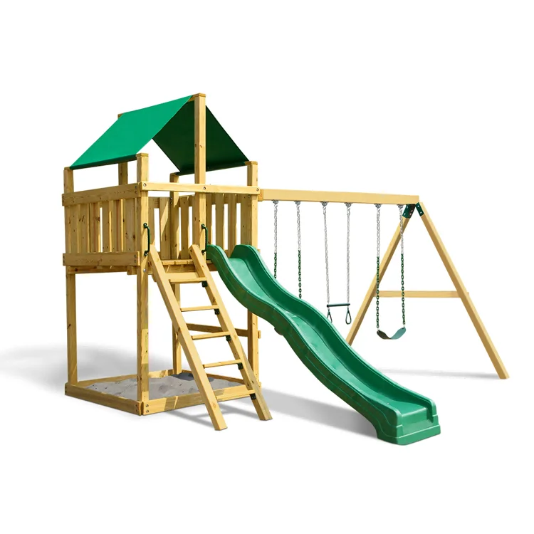 Kids Outdoor Swing Set With Slide - 2026 Juego de tobogán y columpio