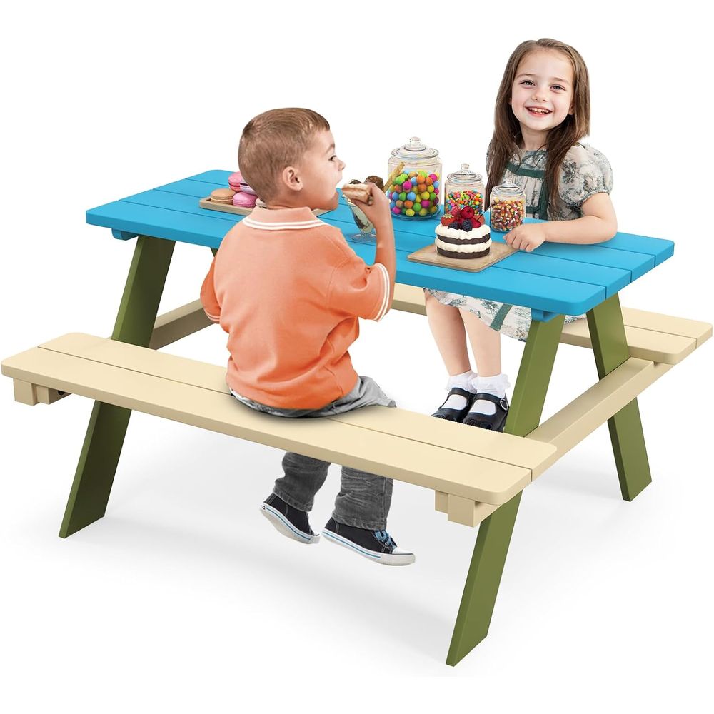 Kids Outdoor Bench Table - Mesa de Picnic para Niños, Mesa