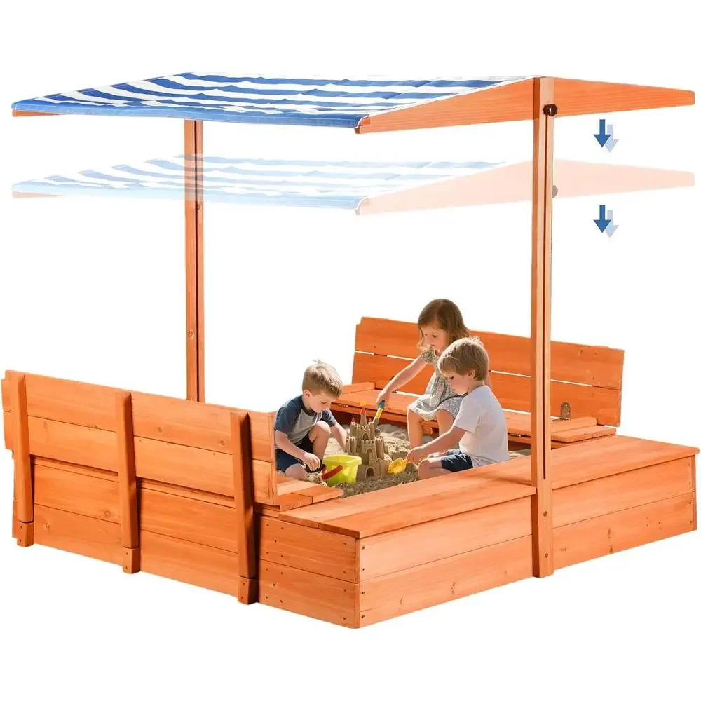Kids Outdoor Bench Table - Caja de arena de madera para