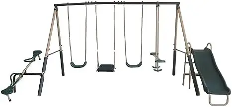 Kids Outdoor Swing Set With Slide - view Juego de Columpios Metálico para