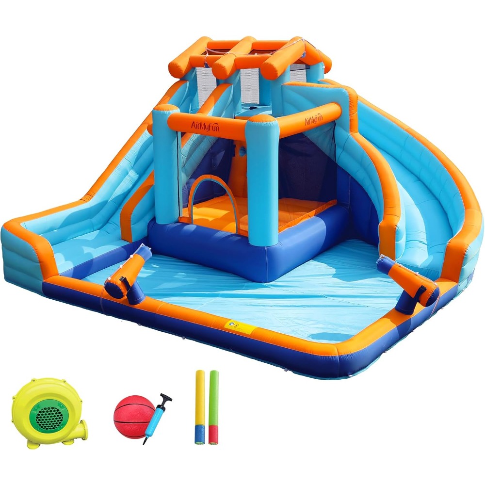 Kids Outdoor Playhouse - Tobogán Acuático Inflable Grande con Piscina