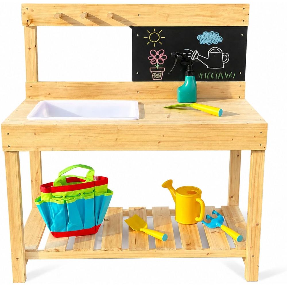 Kids Outdoor Bench Table - Mesa de Jardinería de Madera para