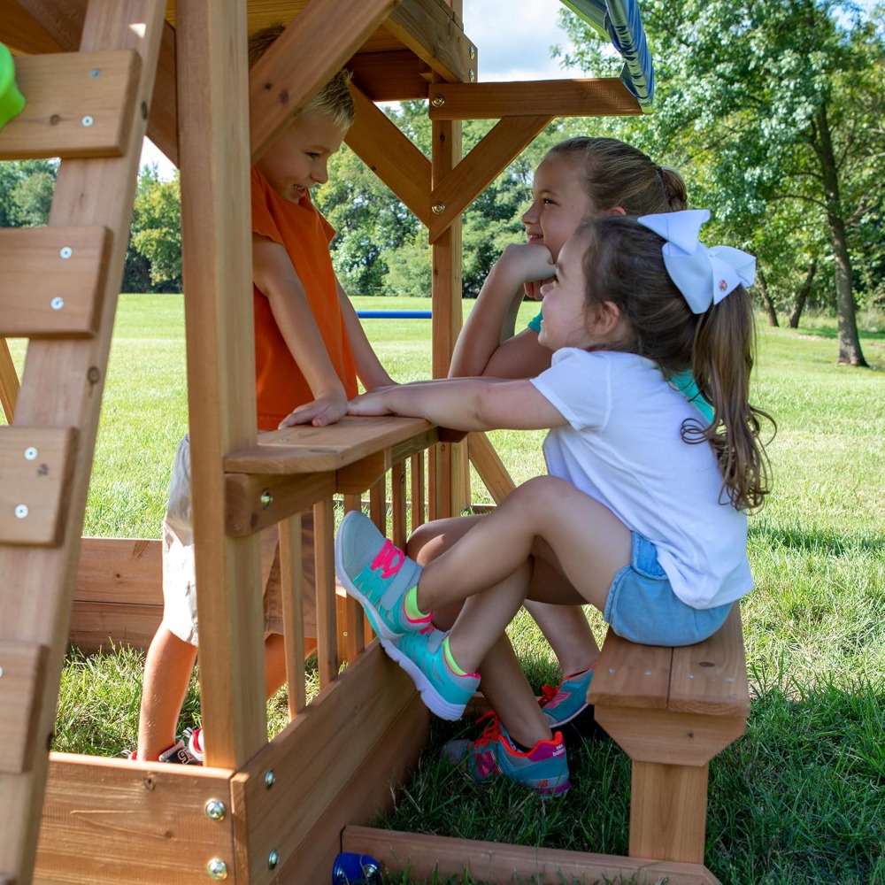Kids Outdoor Monkey Bars - Columpio de madera de cedro para
