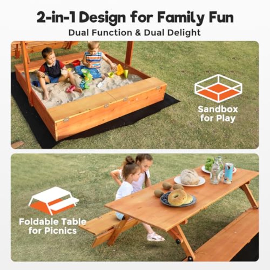 Caja de arena de madera para n - Kids Outdoor Bench Table reseña y precio