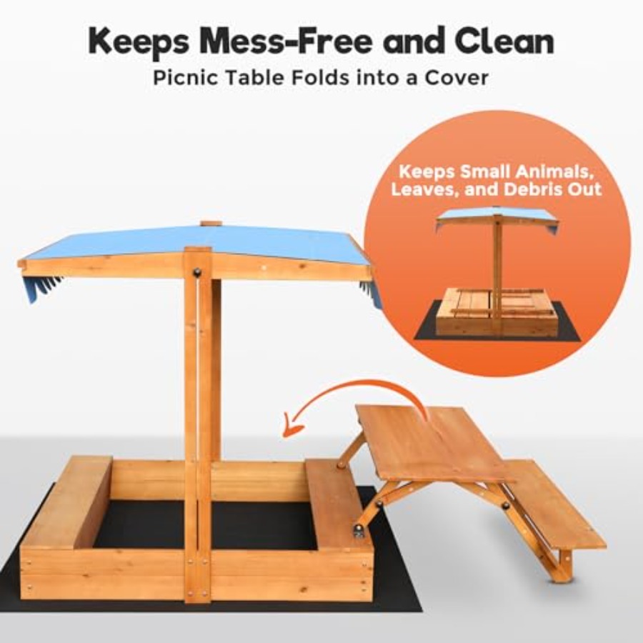 Caja de arena de madera para n - Kids Outdoor Bench Table reseña y precio