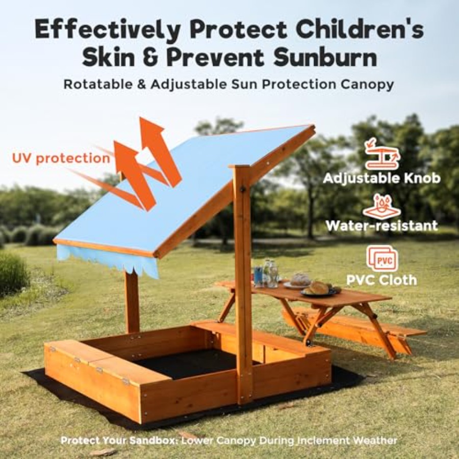Caja de arena de madera para n - Kids Outdoor Bench Table reseña y precio