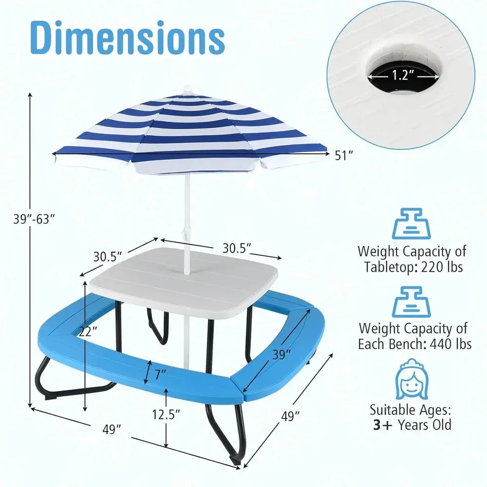 Mesa de Picnic para 8 Personas - Kids Outdoor Bench Table reseña y precio