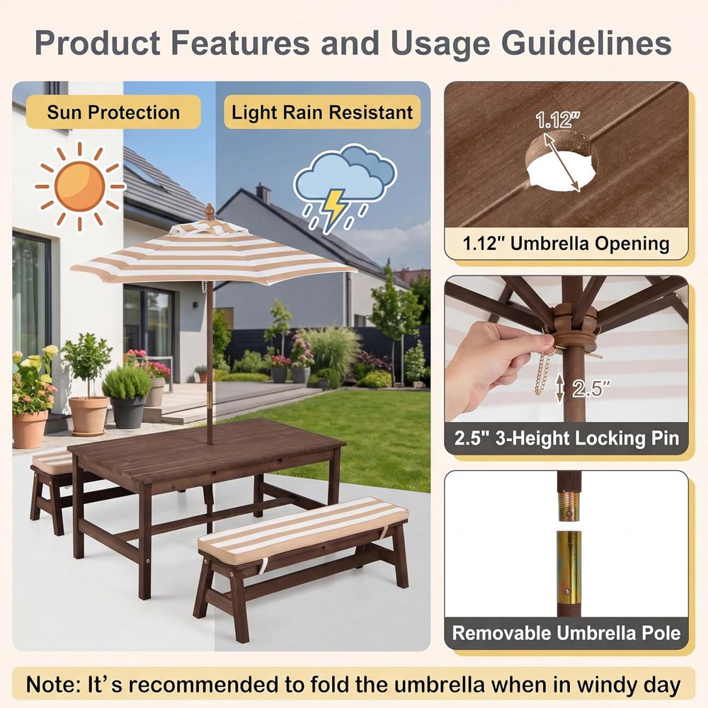 Mesa de picnic para niños, tab - Kids Outdoor Bench Table reseña y precio