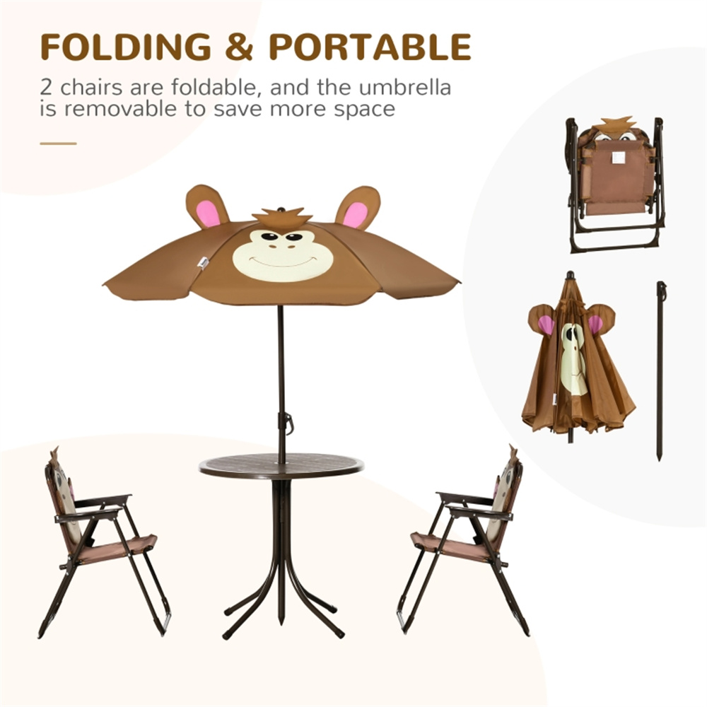 Juego de Mesa y Sillas Infanti - Kids Outdoor Table And Chairs With Umbrella reseña y precio