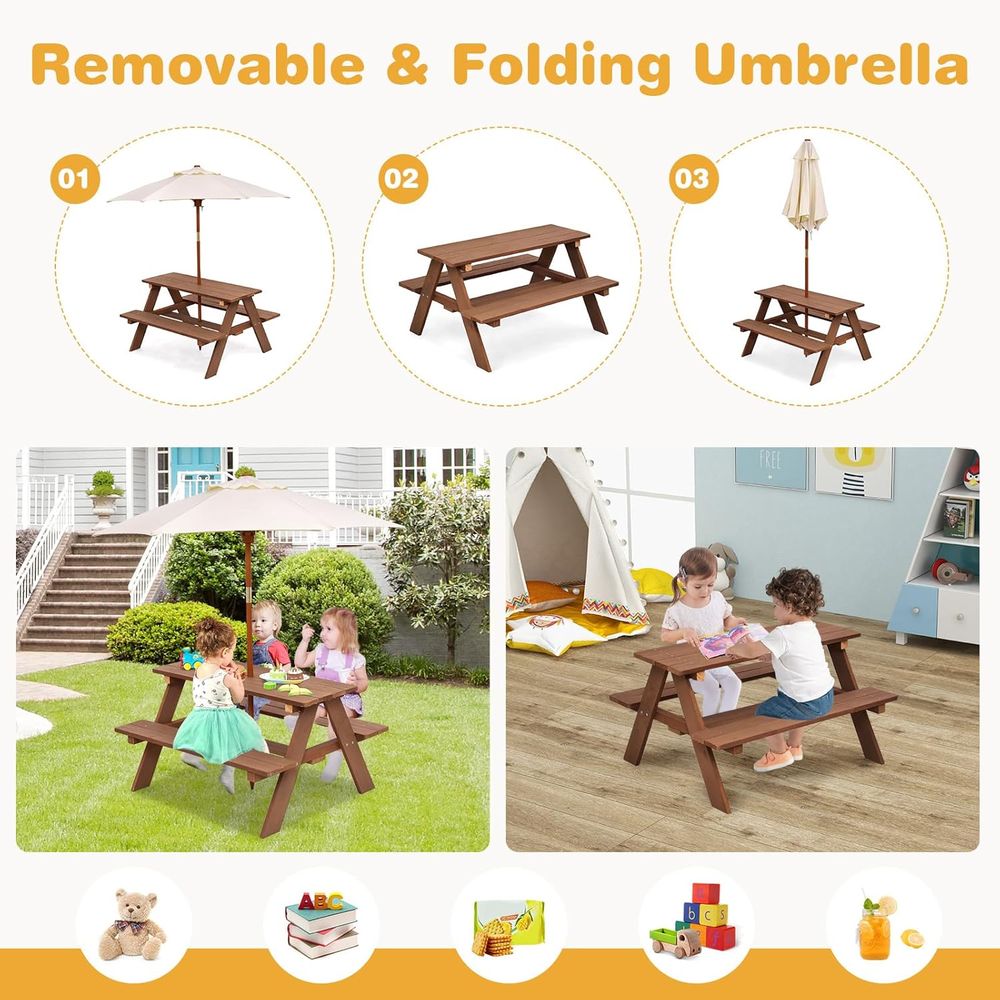 Mesa de Picnic para Niños, Mes - Kids Outdoor Table And Chairs With Umbrella reseña y precio
