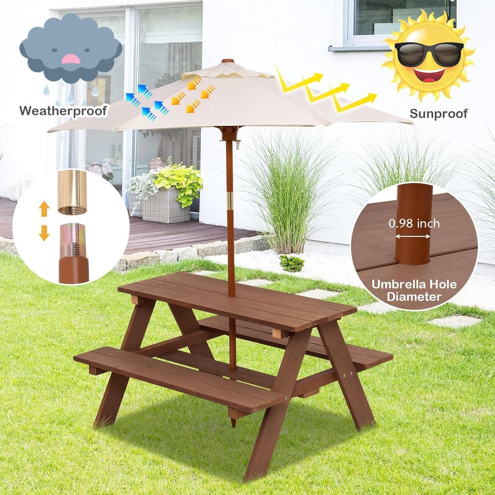 Mesa de Picnic para Niños, Mes - Kids Outdoor Table And Chairs With Umbrella reseña y precio