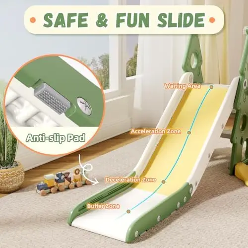 Juego de tobogán y columpio 6  - Kids Outdoor Swing Set With Slide reseña y precio