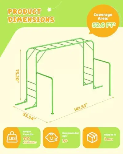 Conjunto de barras de mono par - Kids Outdoor Monkey Bars reseña y precio