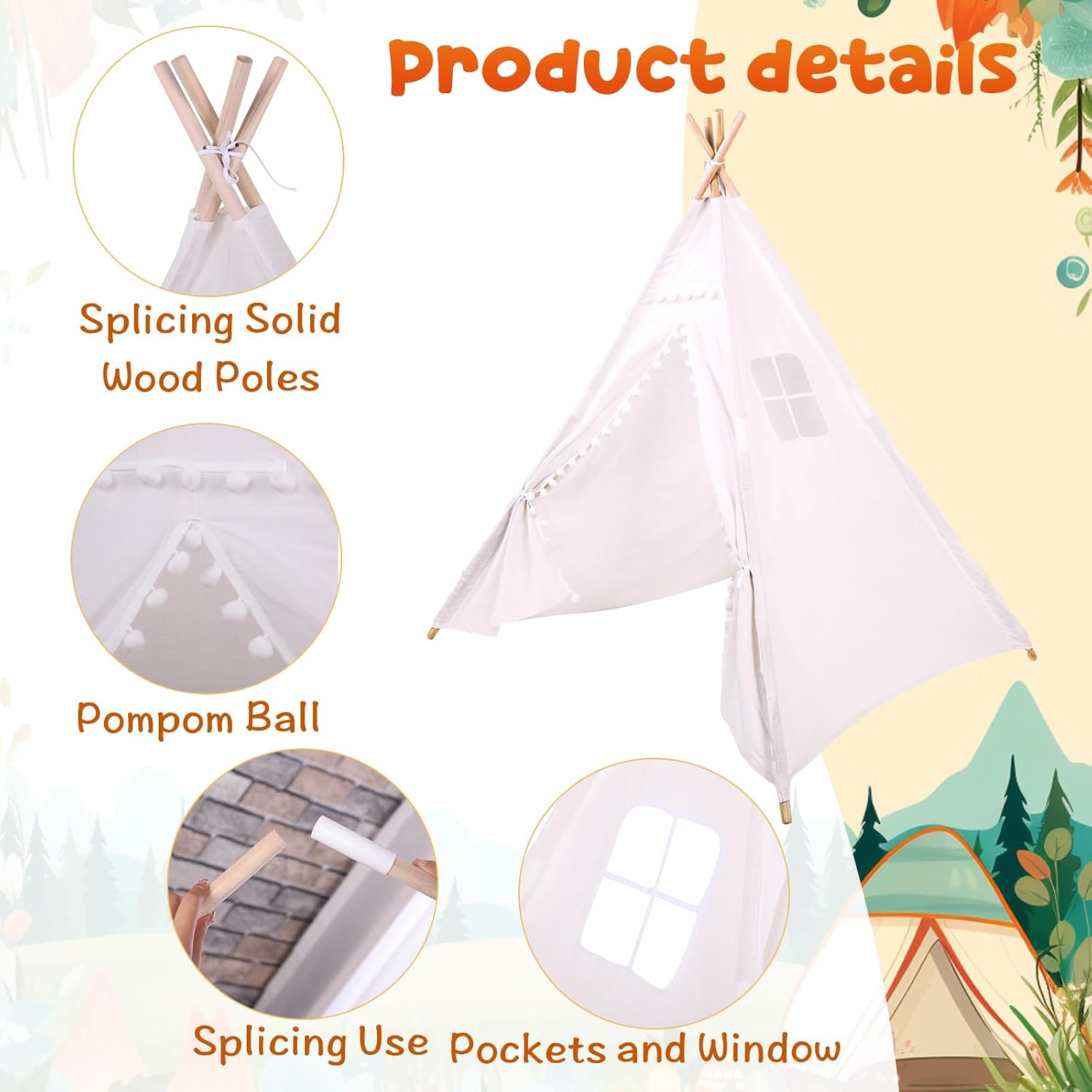 Windyun - 6 Piezas de Tiendas  - Kids Outdoor Teepee reseña y precio