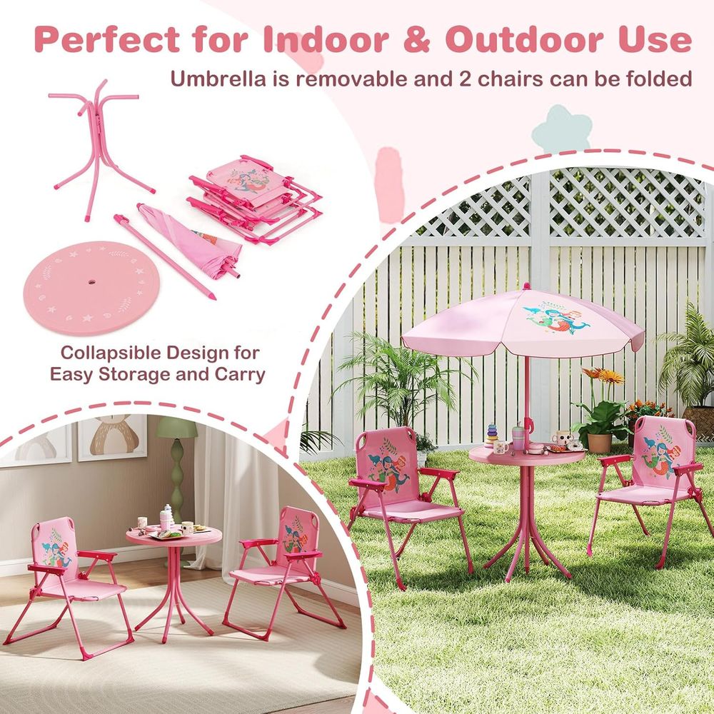 Mesa de Picnic para Niños, Mes - Kids Outdoor Table And Chairs With Umbrella reseña y precio