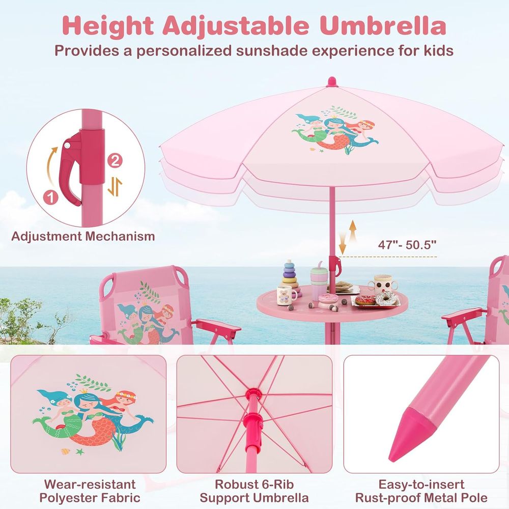 Mesa de Picnic para Niños, Mes - Kids Outdoor Table And Chairs With Umbrella reseña y precio