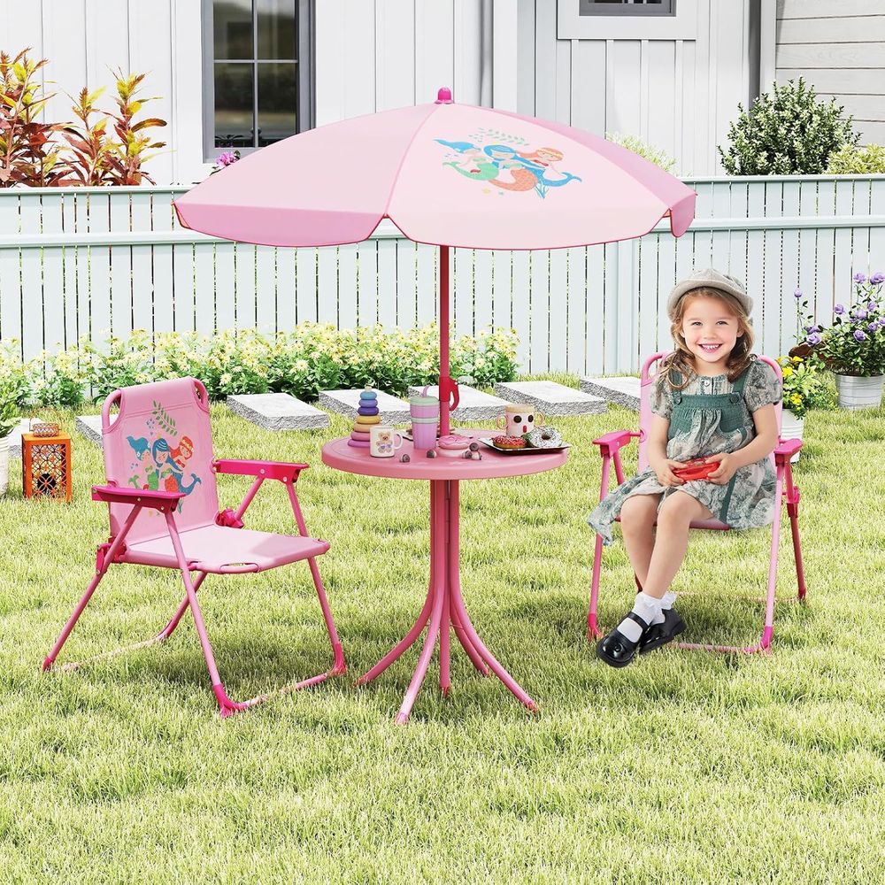 Mesa de Picnic para Niños, Mes - Kids Outdoor Table And Chairs With Umbrella reseña y precio