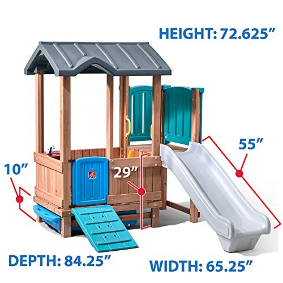Woodland Adventure Playhouse & - Kids Outdoor Swing Set With Slide reseña y precio