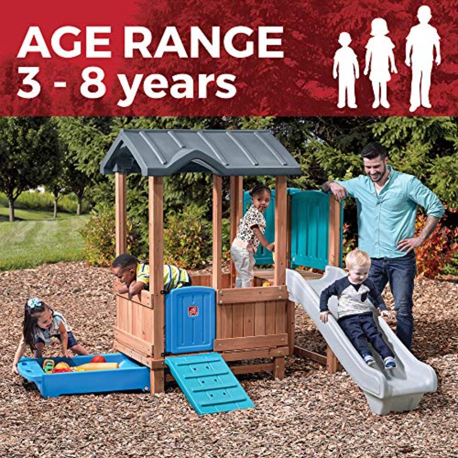 Woodland Adventure Playhouse & - Kids Outdoor Swing Set With Slide reseña y precio