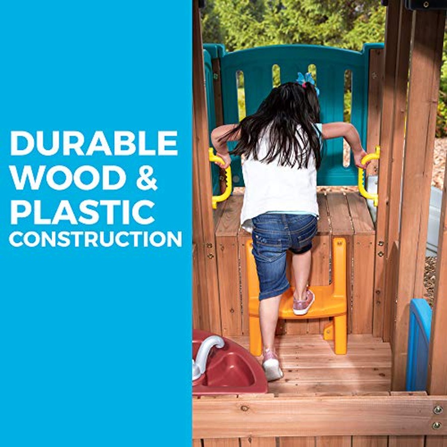 Woodland Adventure Playhouse & - Kids Outdoor Swing Set With Slide reseña y precio