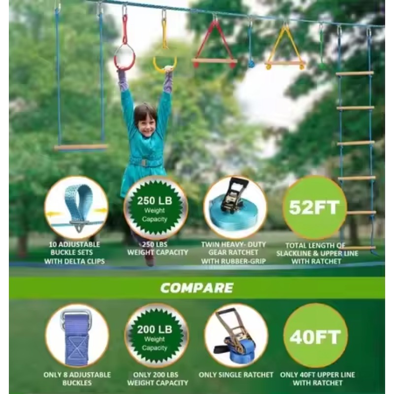 Kit de curso de obstáculos de  - Kids Outdoor Monkey Bars reseña y precio
