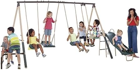 Juego de Columpios Metálicos p - Kids Outdoor Swing Set With Slide reseña y precio