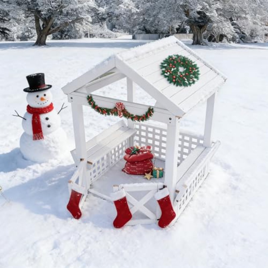 Casa de juegos de madera para  - Kids Outdoor Playhouse reseña y precio