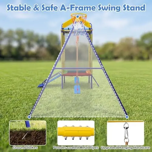 Columpio 5 en 1 para Niños con - Kids Outdoor Swing Set With Slide reseña y precio