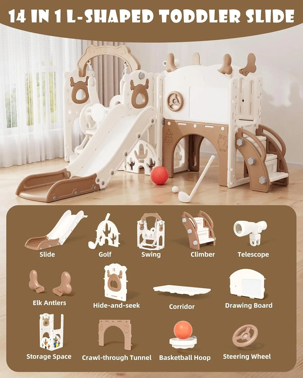 Juego de tobogán y columpio 13 - Kids Outdoor Swing Set With Slide reseña y precio