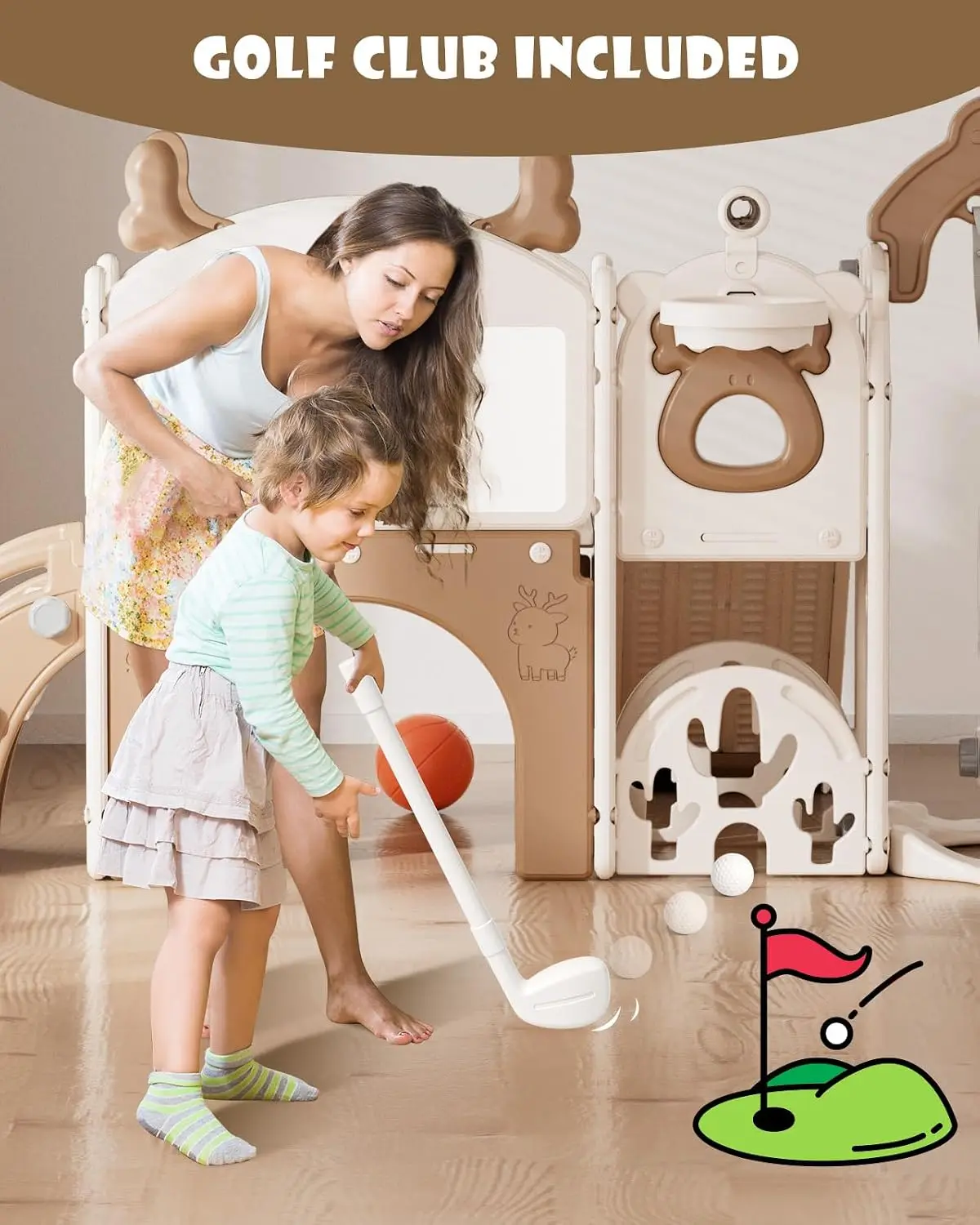 Juego de tobogán y columpio 13 - Kids Outdoor Swing Set With Slide reseña y precio
