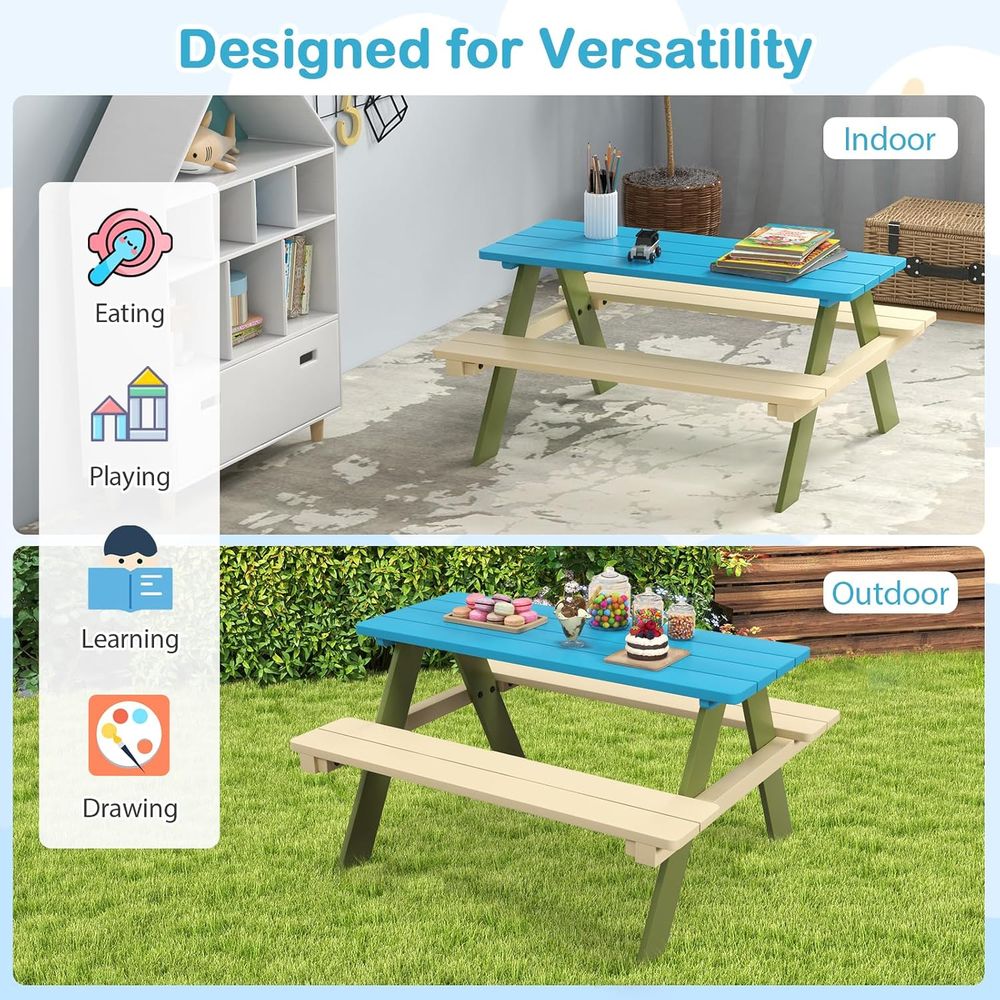 Mesa de Picnic para Niños, Mes - Kids Outdoor Bench Table reseña y precio