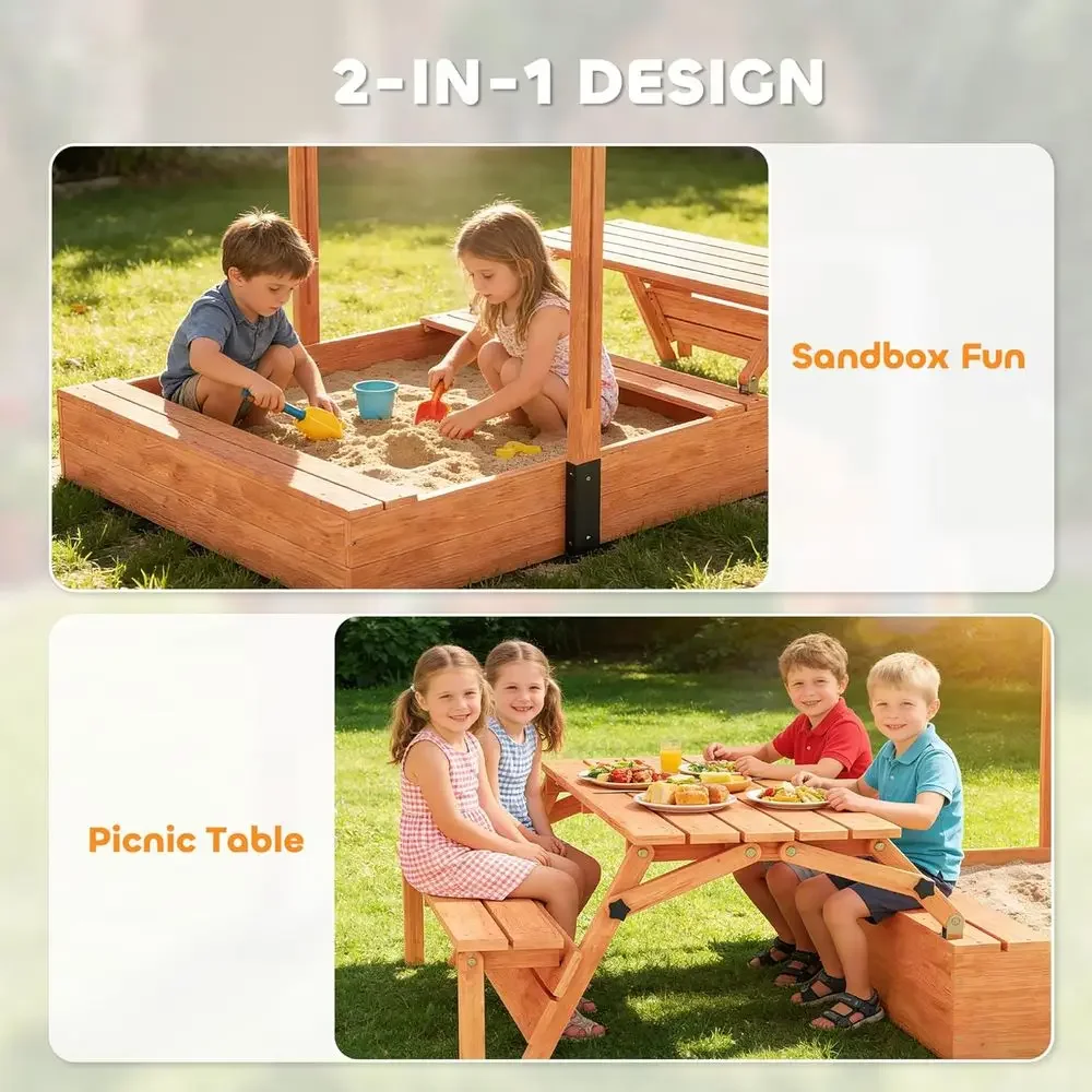 Caja de arena para niños Qaba  - Kids Outdoor Bench Table reseña y precio