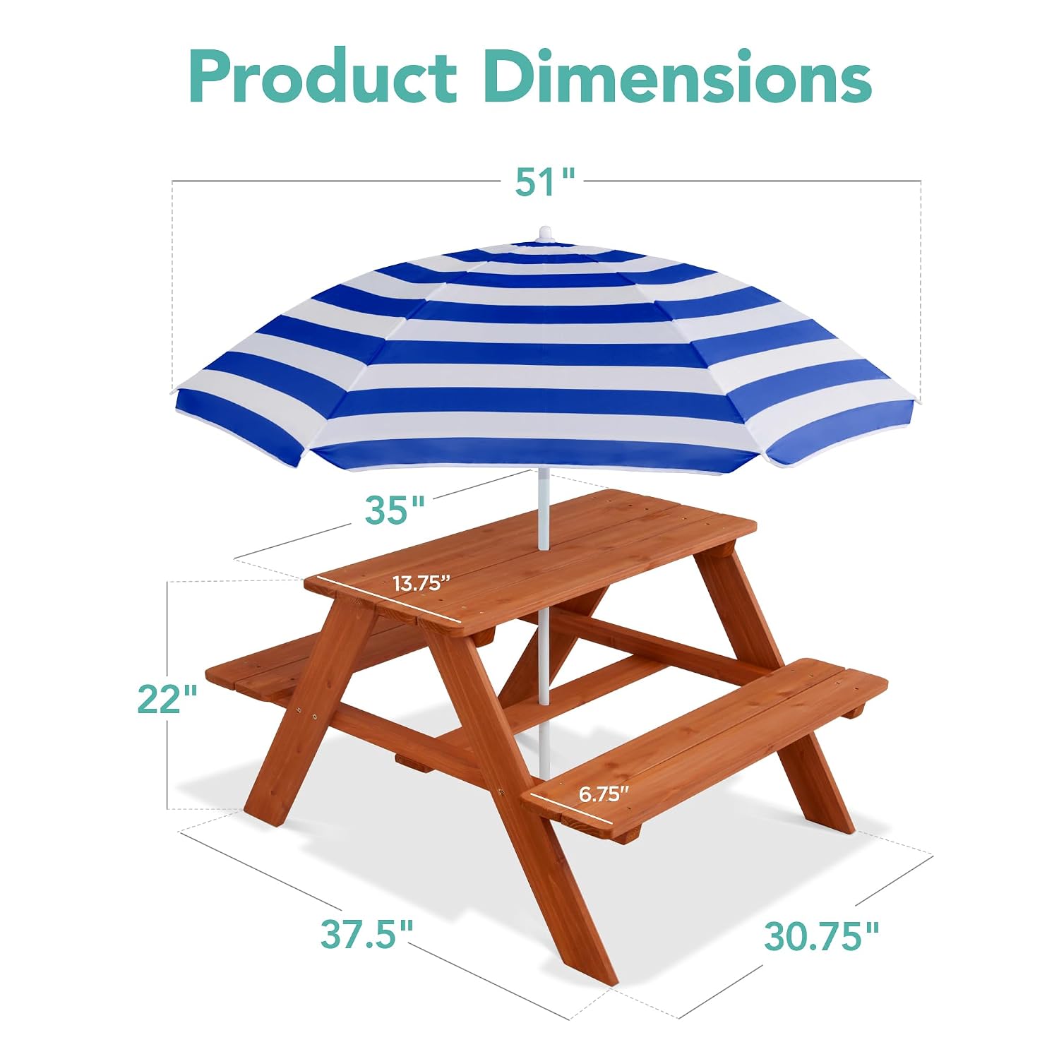 Mesa de picnic de madera para  - Kids Outdoor Bench Table reseña y precio