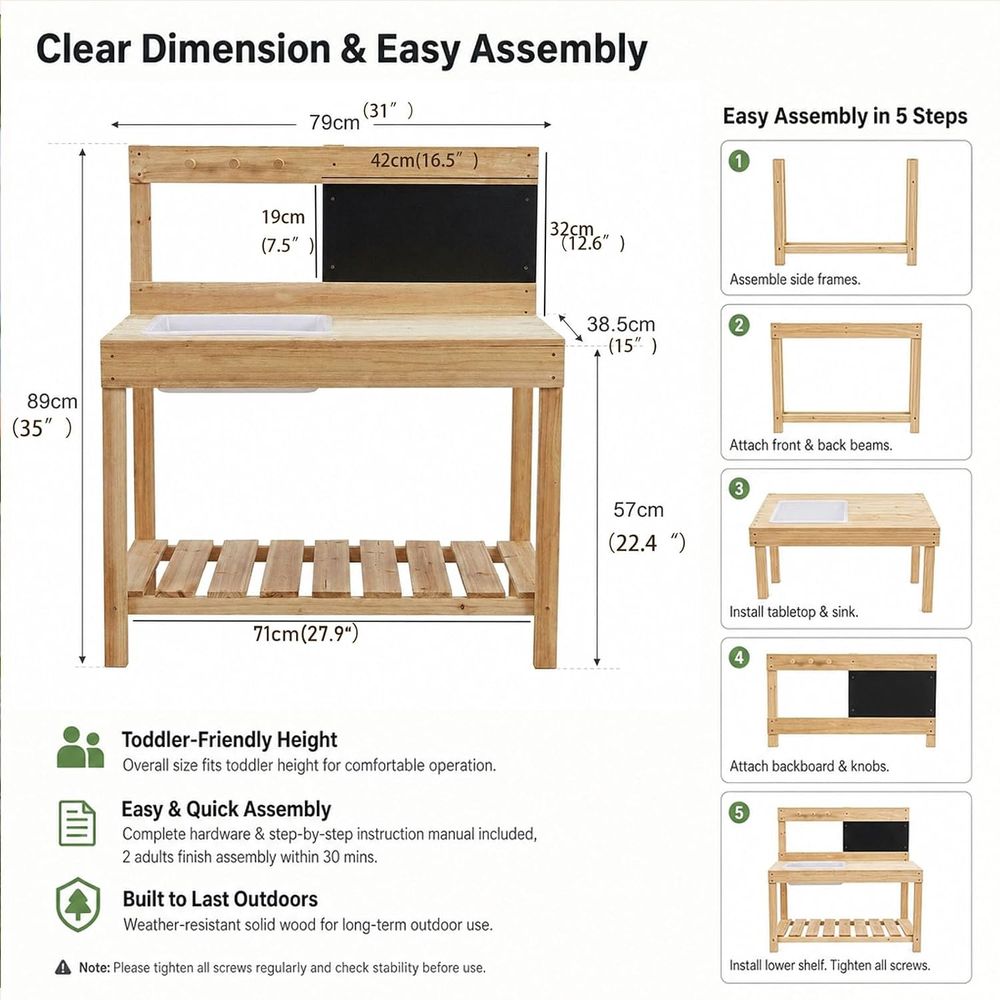 Mesa de Jardinería de Madera p - Kids Outdoor Bench Table reseña y precio