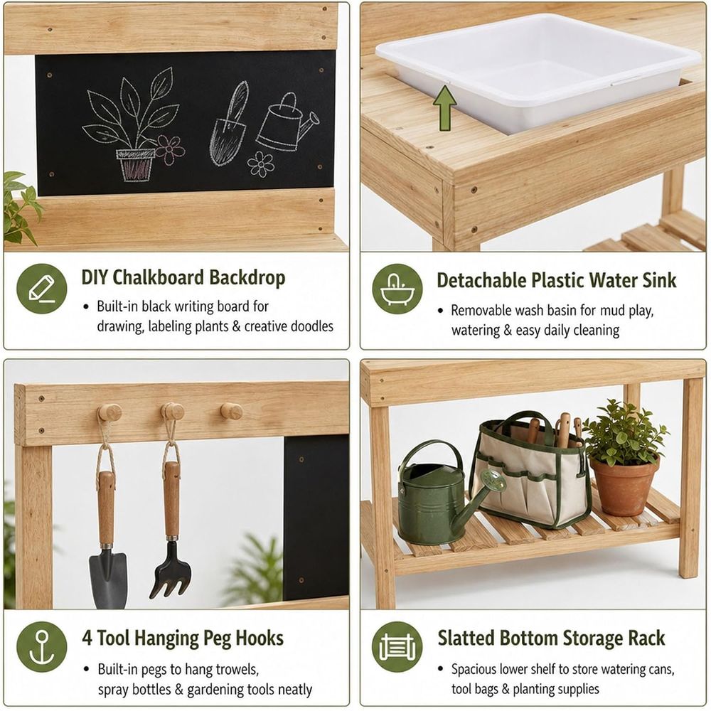 Mesa de Jardinería de Madera p - Kids Outdoor Bench Table reseña y precio