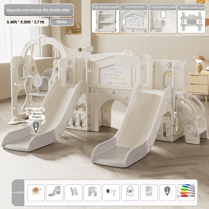 Juego de tobogán doble para ni - Kids Outdoor Swing Set With Slide reseña y precio