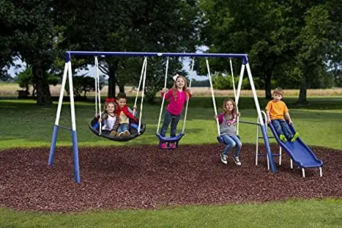 Más Diversión con Columpios -  - Kids Outdoor Swing Set With Slide reseña y precio