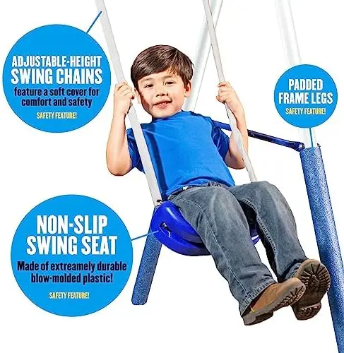 Más Diversión con Columpios -  - Kids Outdoor Swing Set With Slide reseña y precio