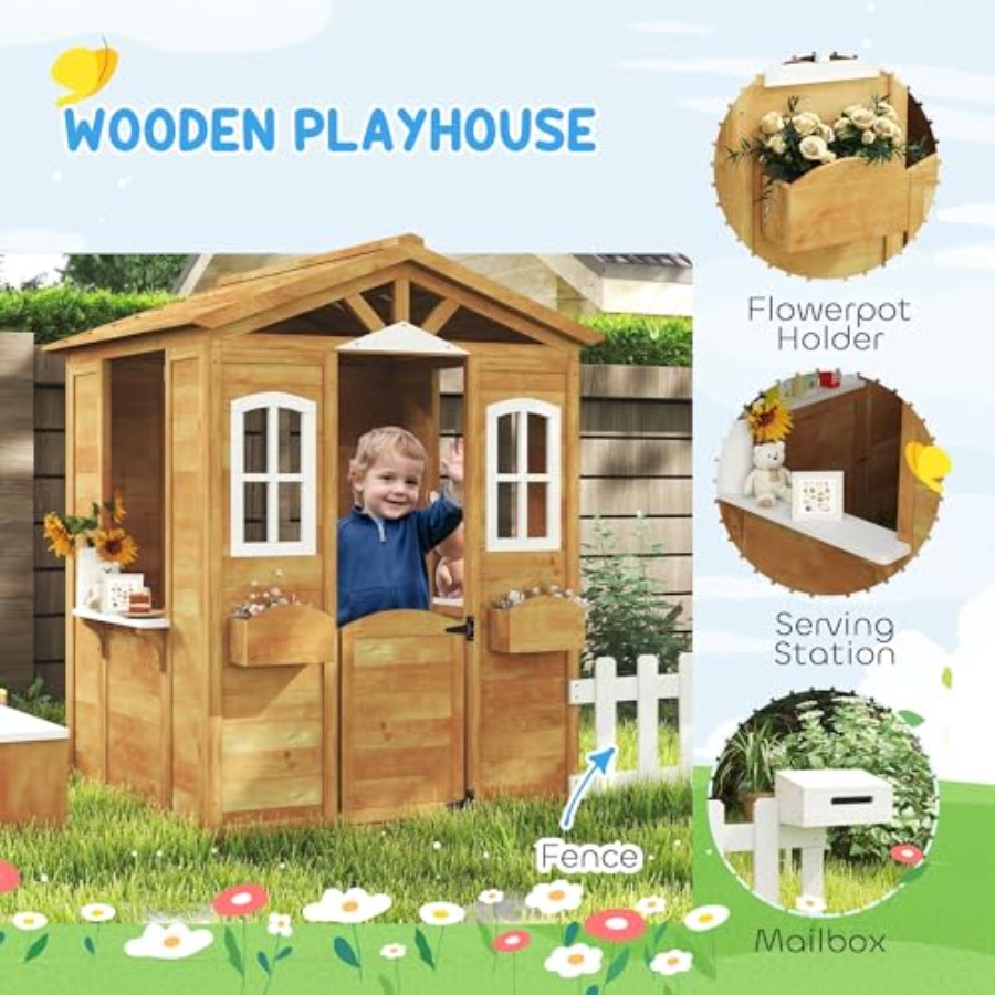Casita de juegos al aire libre - Kids Outdoor Playhouse reseña y precio