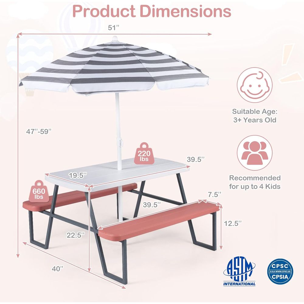 Mesa de Picnic para Niños, Jue - Kids Outdoor Bench Table reseña y precio