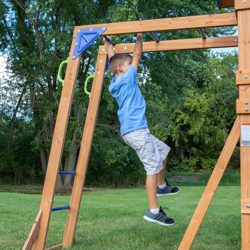 Columpio de madera de cedro pa - Kids Outdoor Monkey Bars reseña y precio