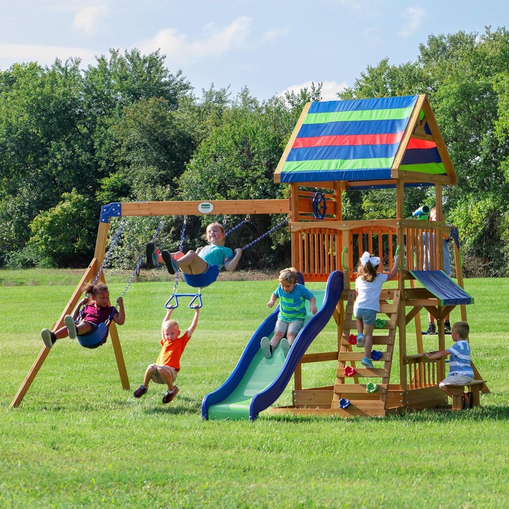 Columpio de madera de cedro pa - Kids Outdoor Monkey Bars reseña y precio